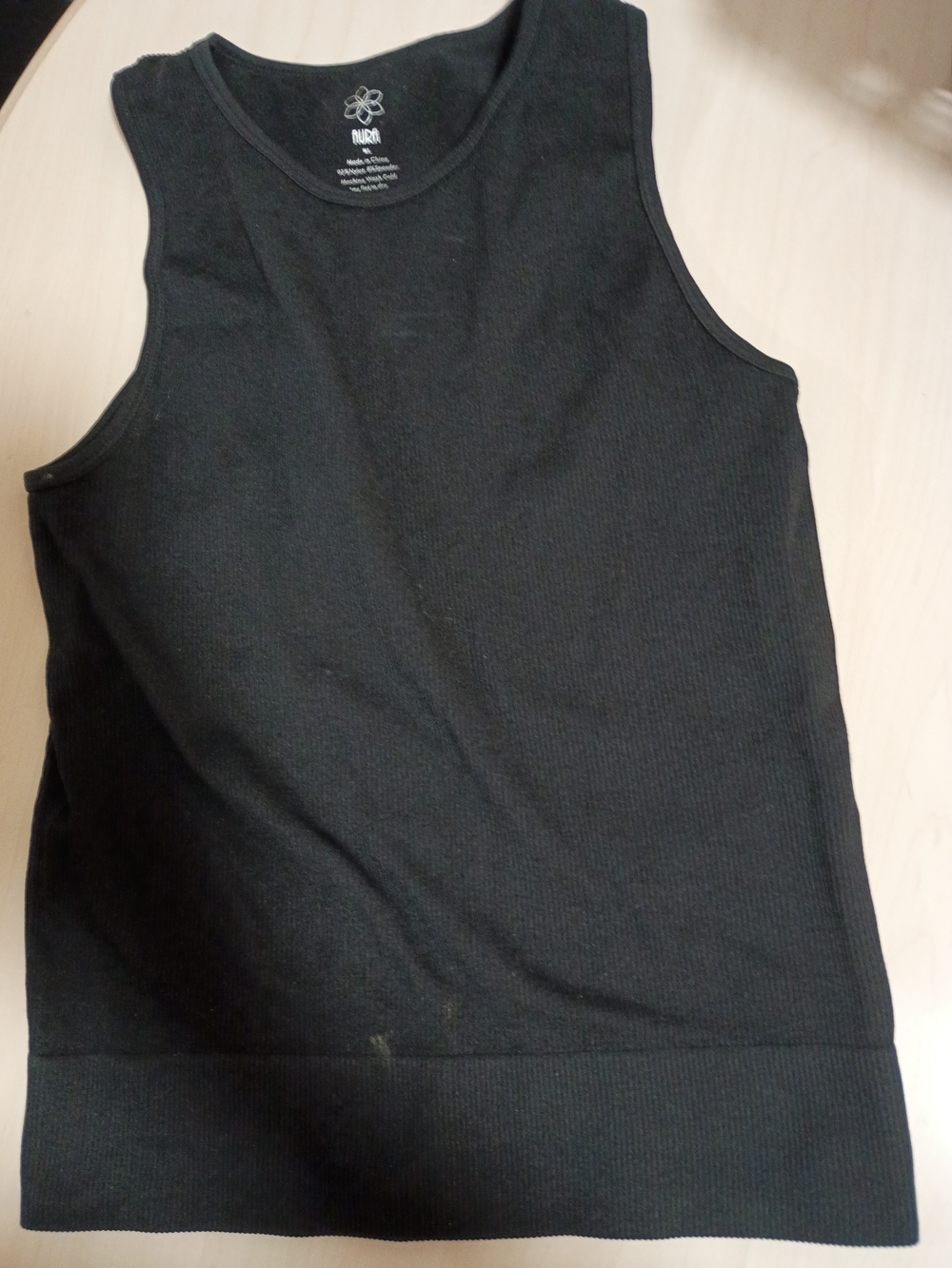 Aura Black Ribbed Tank Top Size M/L